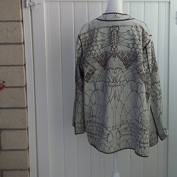 CHICO’S Drape Front Open Jacket Reversible Tan and brown Size 3=XL - Picture 3 of 12